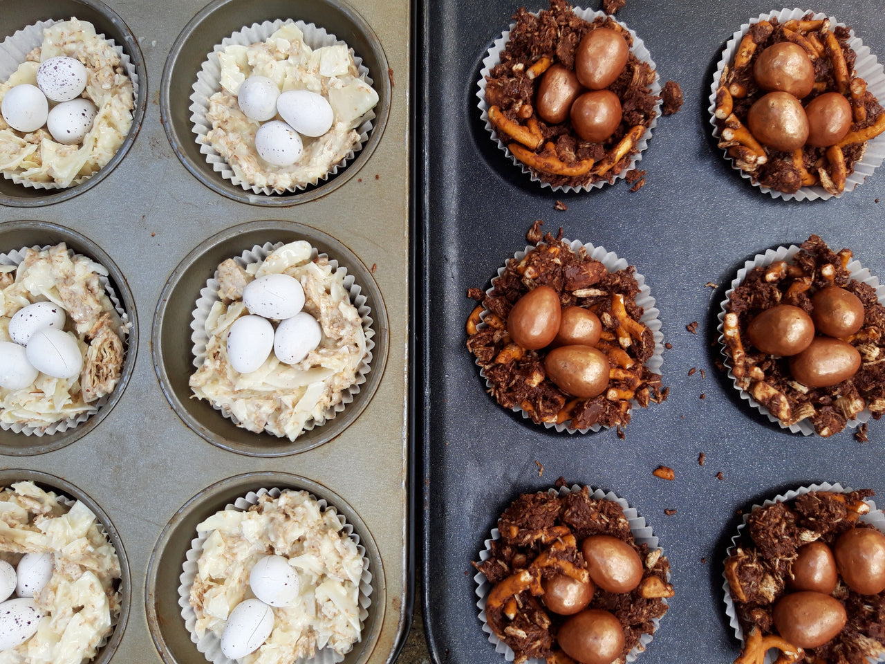 Salty Peanut and Pretzel Easter Nests Recipe