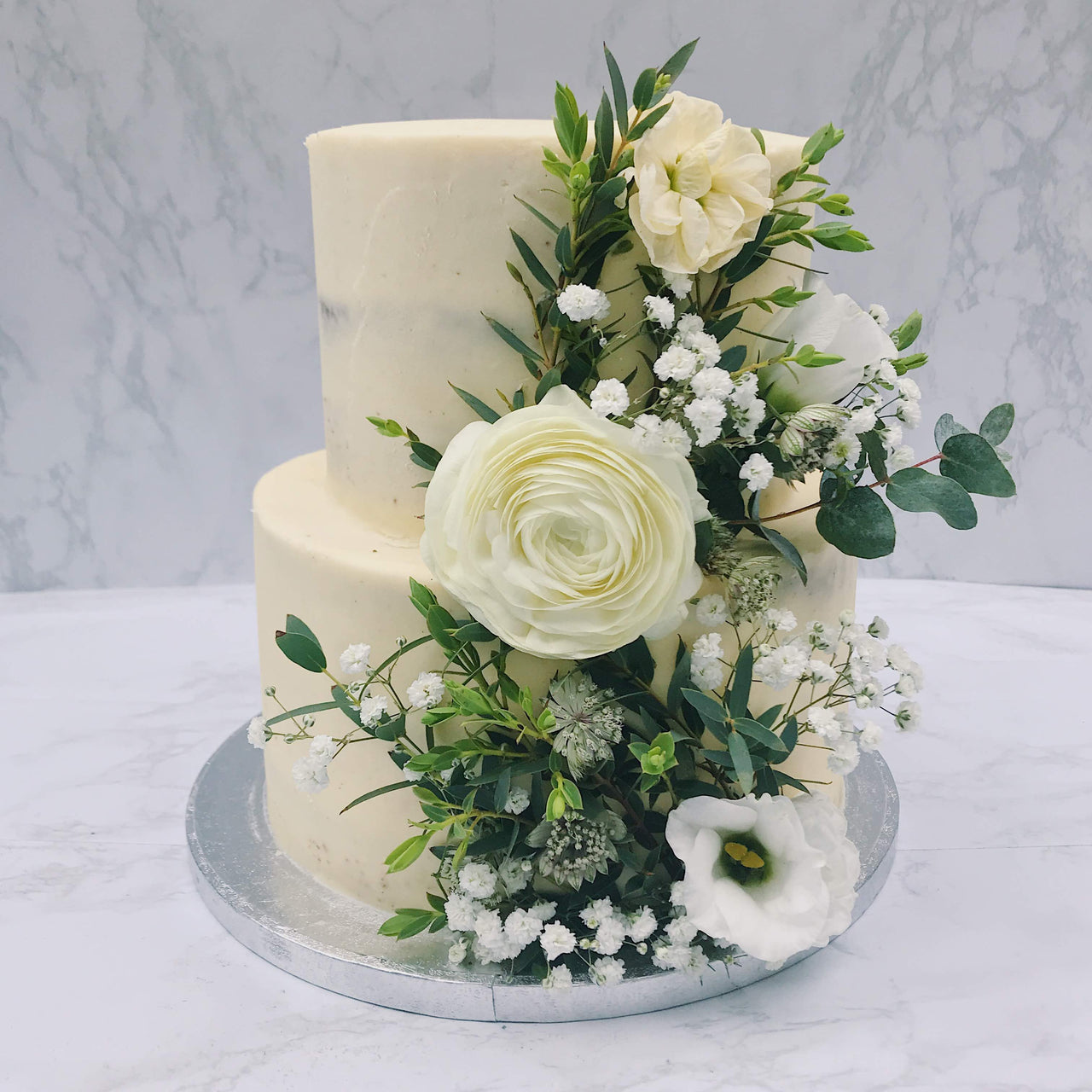 Two Tier Beautiful Bloom Wedding Cake