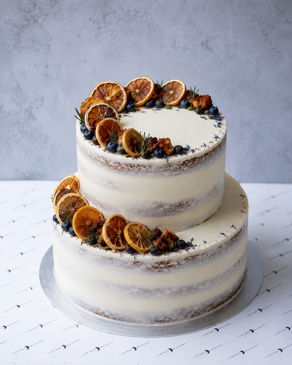 Two Tier Lemon and Blueberry Cake