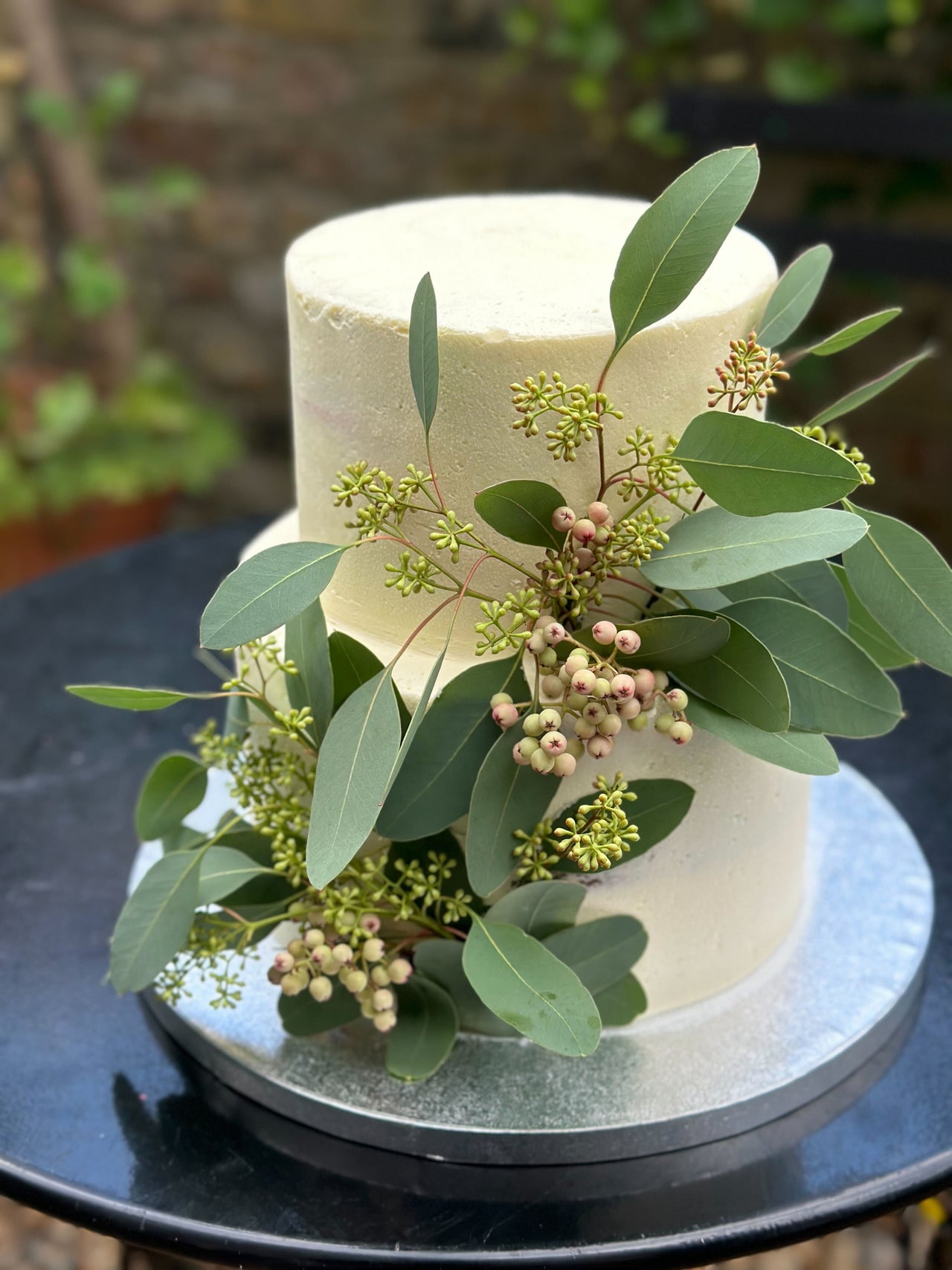Two Tier Seasonal Foliage Wedding Cake
