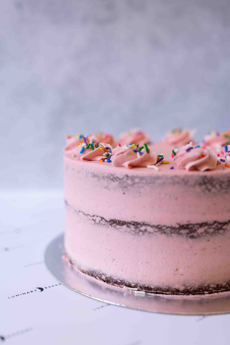 Pink Chocolate Buttercream Birthday Cake