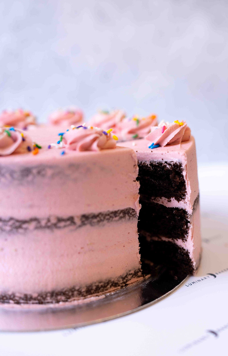 Pink Chocolate Buttercream Birthday Cake