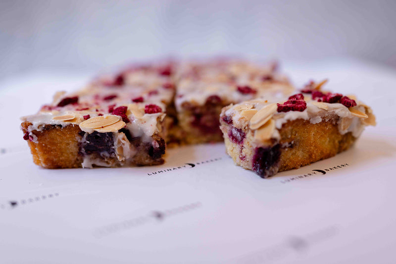 Raspberry & Almond Bakewell Letterbox Traybake [Flourless] [Dairy-Free]