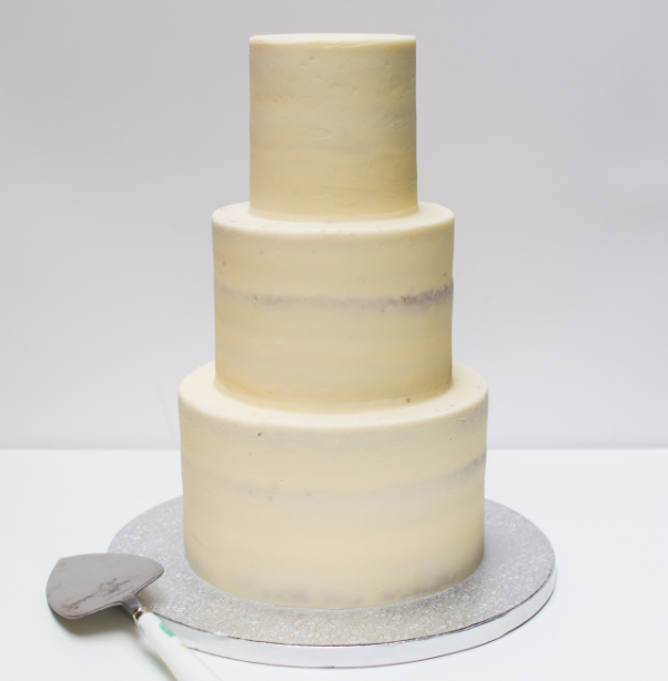 Three Tier Naked Buttercream Wedding Cake