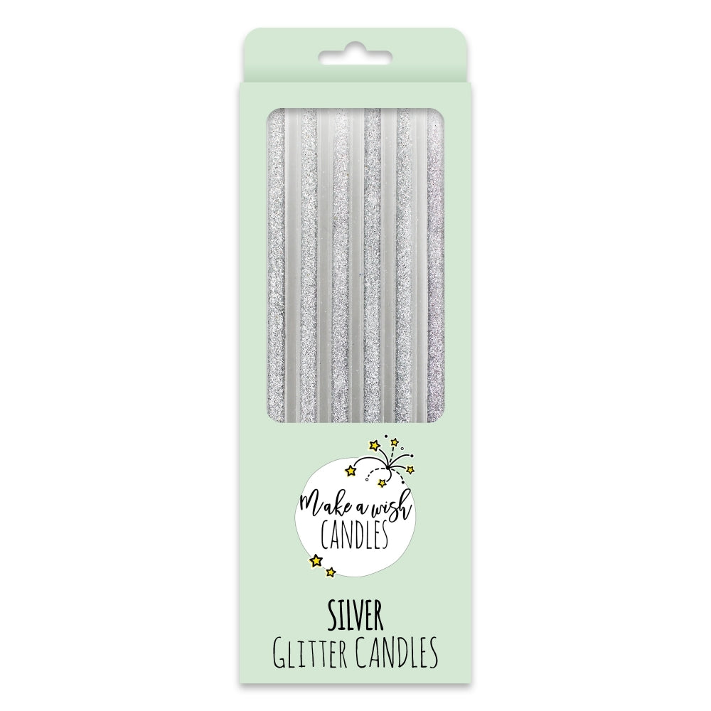 Silver Glitter Candles [Extra Tall]